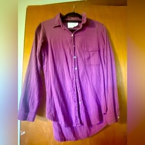 Acacia Crinkled Gauze Long Sleeve Button Down shirt , size P